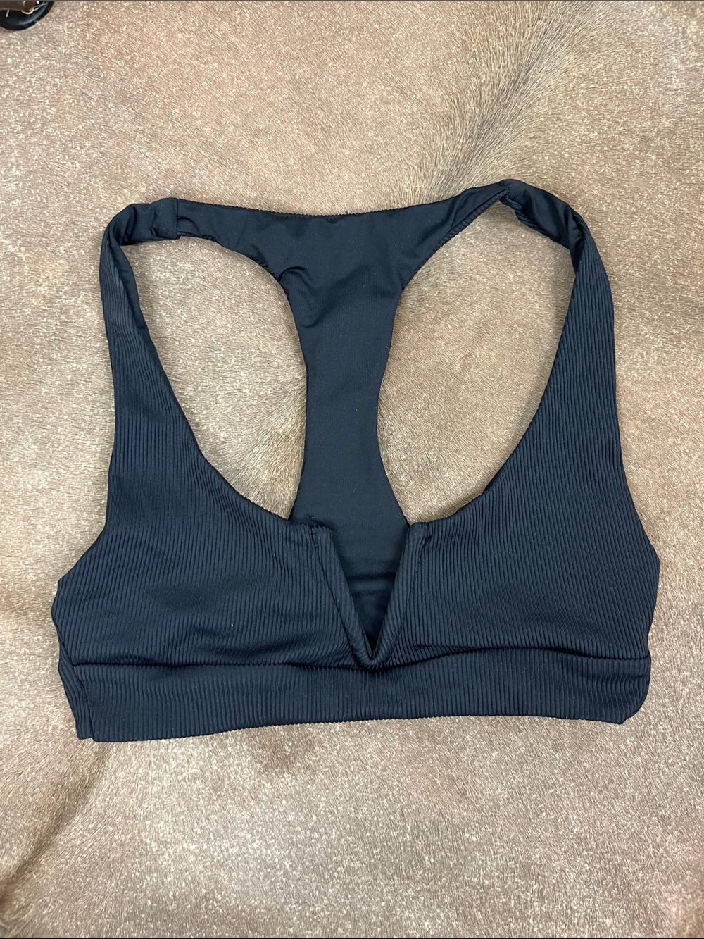 Beach Riot Ribbed V Plunge Racerback Bikini Top - Picture 1 of 4